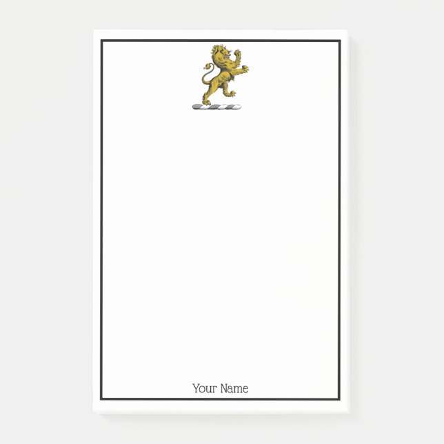Heraldic Lion Stehendes Wappen Emblem C Post-it Klebezettel (Vorderseite)