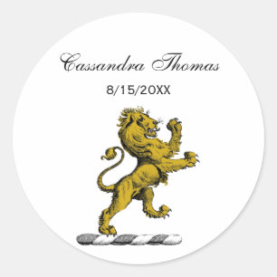Heraldic Lion Stehendes Wappen Emblem C Runder Aufkleber