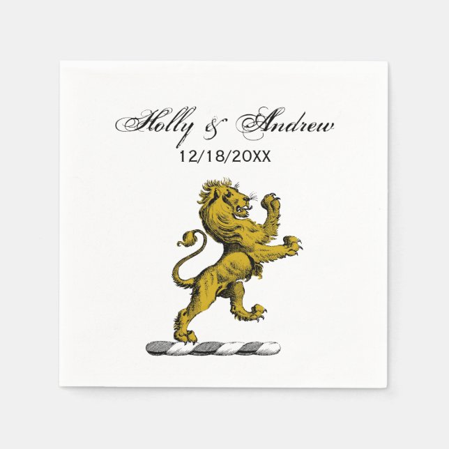 Heraldic Lion Stehendes Wappen Emblem C Serviette (Vorderseite)