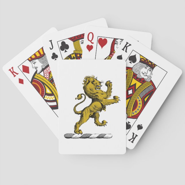 Heraldic Lion Stehendes Wappen Emblem C Spielkarten (Rückseite)