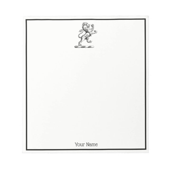 Heraldic Lion Stehendes Wappen Emblem Notizblock (Vorderseite)