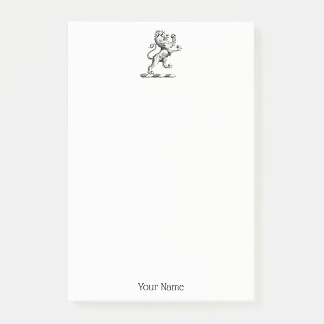 Heraldic Lion Stehendes Wappen Emblem Post-it Klebezettel (Vorderseite)