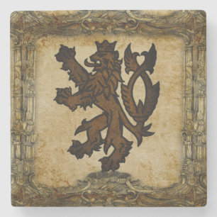 Heraldic Rampant Lion Custom Steinuntersetzer