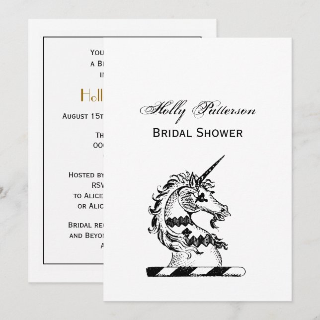 Heraldic Unicorn Head Coat of Arms Emblem Einladung (Vorne/Hinten)