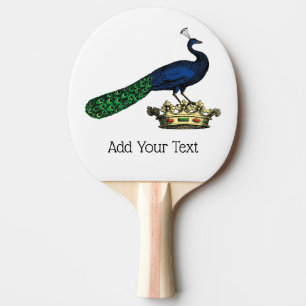Heraldic Vintag Stylized Peacock auf Kronen C Tischtennis Schläger