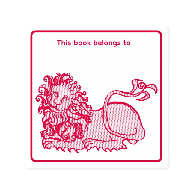 Heraldik-Löwe Buchlabel Permastempel (Design)