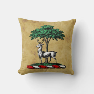 Heraldisch Vintage stilisierter Pfau auf Krone C Kissen