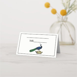 Heraldisch Vintage stilisierter Pfau auf Krone C Platzkarte