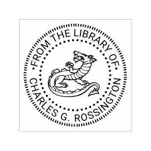 Heraldische Drachen-Runde Bibliotheksbuch Name Permastempel