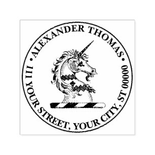 Heraldische Einhorn Kopf Wappen Emblem Permastempel