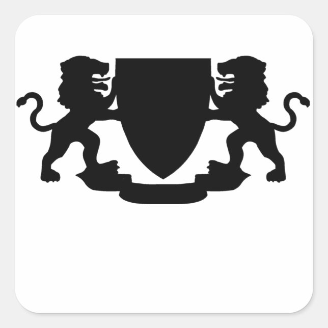 Heraldische Löwen und Schilde Quadratischer Aufkleber (Vorderseite)