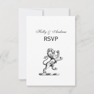 Heraldische stehende Löwen-Kammdarstellung-Wappenz RSVP Karte