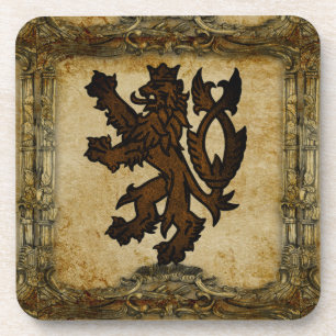 Heraldische zügellose Löwe-Gewohnheit Getränkeuntersetzer