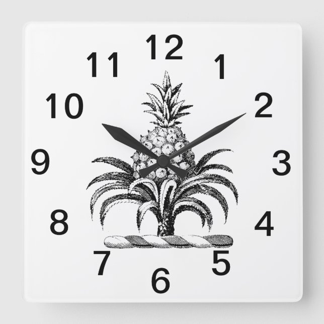 Heraldischer Ananas-Vorbote aus Wappen Quadratische Wanduhr (Vorderseite)