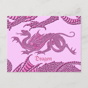 Heraldischer Drache (Rosa) - Postkarte