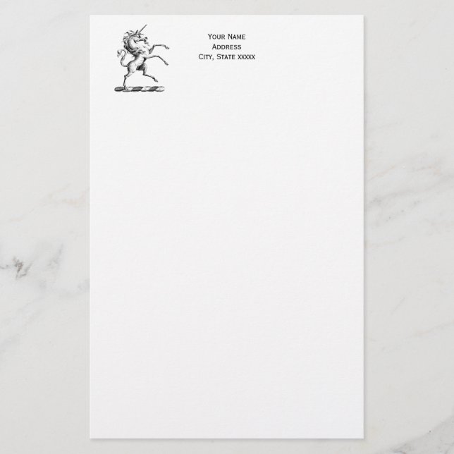 Heraldischer Einhornmütze für WaffenEmbleme Briefpapier (Vorderseite)