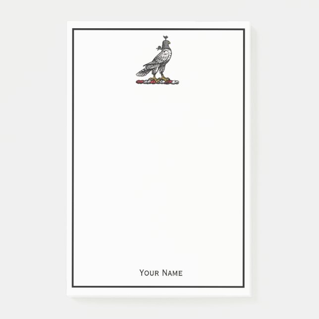 Heraldischer Jagdfalkenanzug Helm Hood C Post-it Klebezettel (Vorderseite)