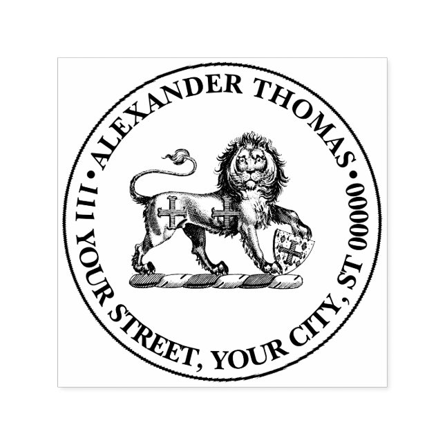 Heraldischer Löwe mit Kreuzemblem-Wappen Permastempel (Design)