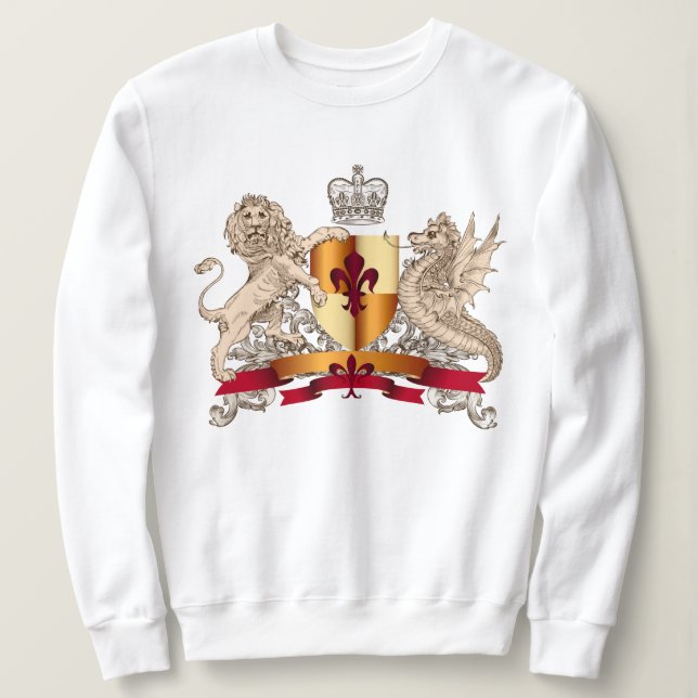 Heraldischer Schild, Löwe und Dragon Sweatshirt (Design vorne)