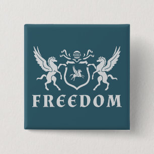 Heraldischer weißer Pegasus Button