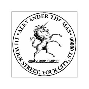Heraldisches Einhorn aufrechtes Wappen Emblem Permastempel