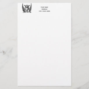 Heraldisches Herz mit Wings Coat of Arms Wappen Briefpapier