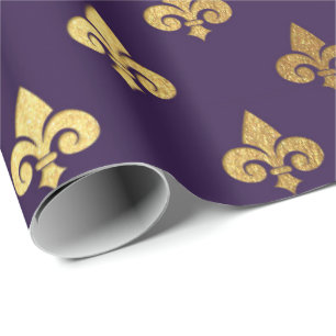 Heraldisches Indigo Goldroyal Fior De Lise Geschenkpapier
