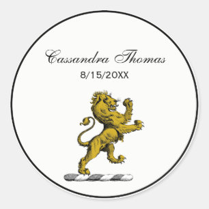 Heraldisches Löwen-Stehendes-Wappen-Emblem C Runder Aufkleber