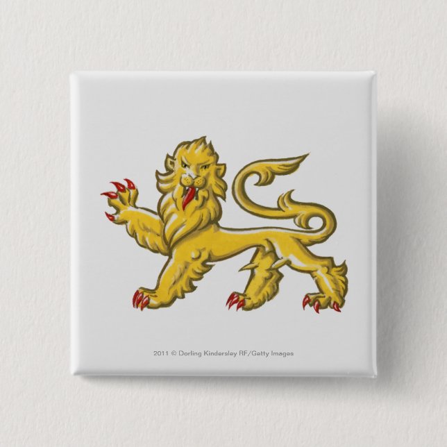 Heraldisches Symbol von Löwe statant guardant Button (Vorderseite)