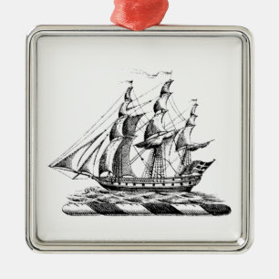 Heraldisches Vintage-nautisches Wappen eines Klipp Silbernes Ornament