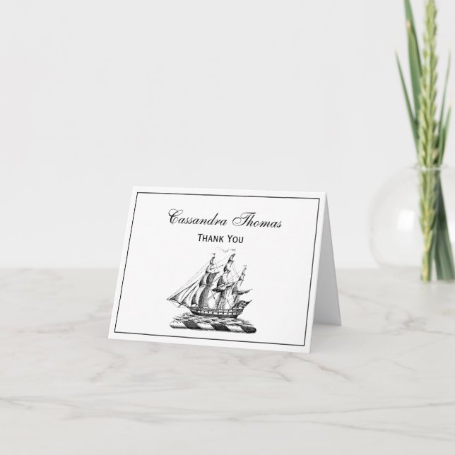 Heraldisches Vintages Nautical Clipper Ship Wappen Dankeskarte (Vorderseite)