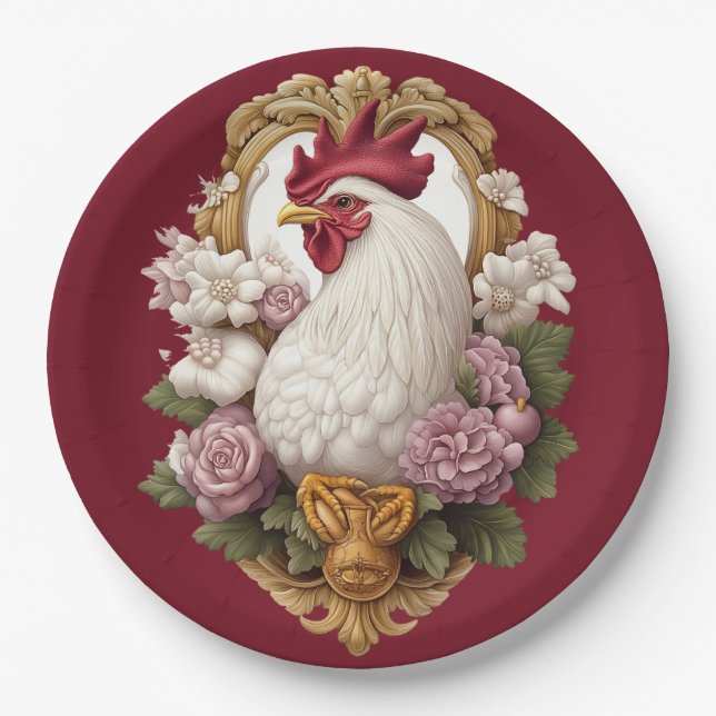 Heraldisches Wappen in Maroon Pappteller (Vorderseite)