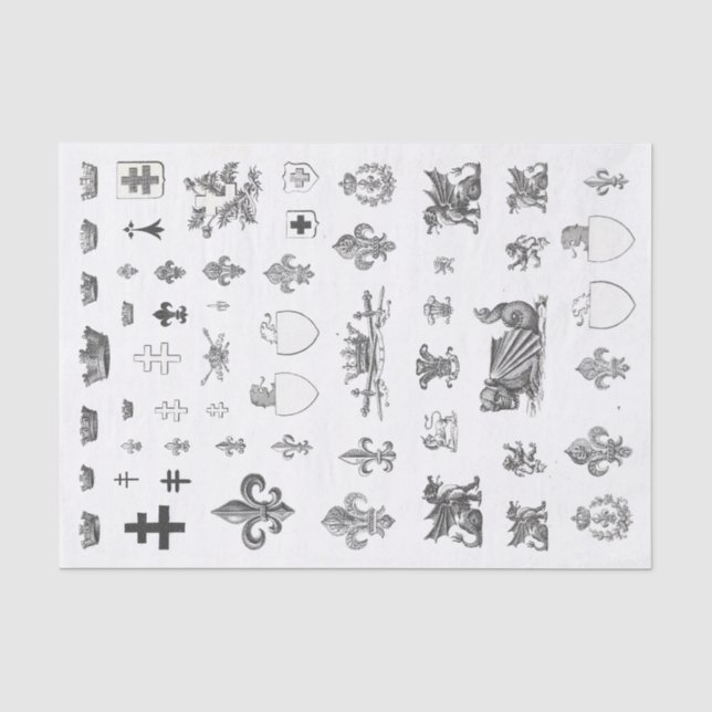 Heraldry Lilie Tissue, französischer Crown Crown Seidenpapier (Vorderseite)
