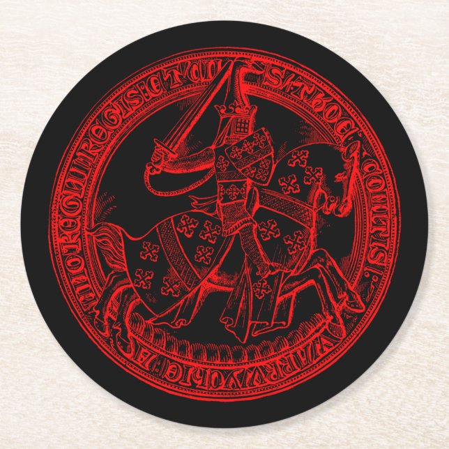 Heraldry-Siegel des mittelalterlichen Thomas de Be Runder Pappuntersetzer (Vorderseite)