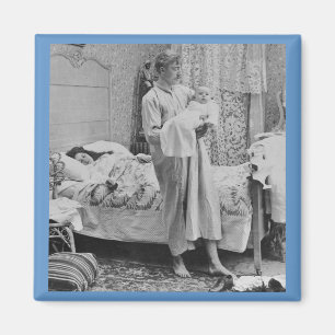 Herauf bei 3 morgens - Vintages Stereoview Magnet