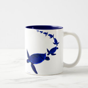 HERAUF, HERAUF U. WEG!! ZWEIFARBIGE TASSE