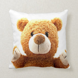 Herauf nahes niedliches braunes Teddybärnkissen Kissen