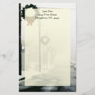 Herauf Nordwinter-Straßen-Kranz-Schnee-Briefpapie Briefpapier