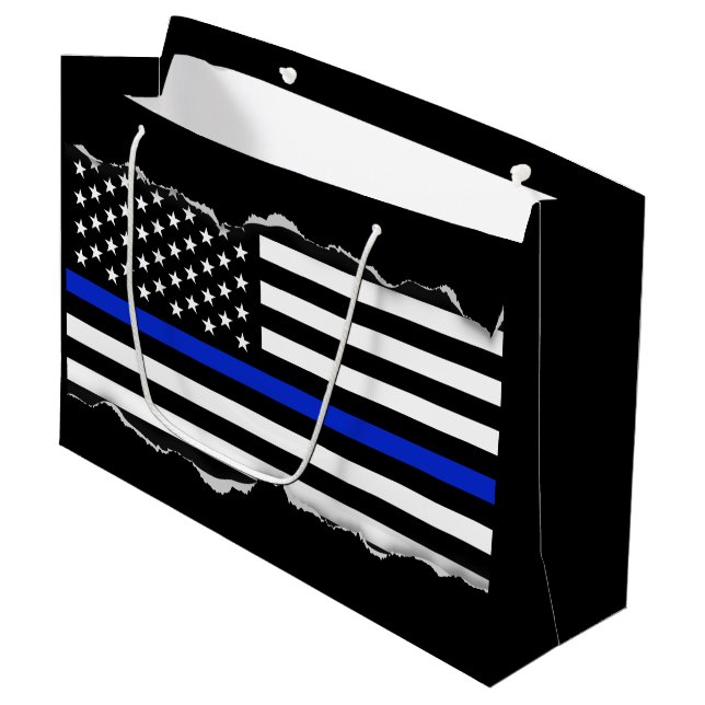 Heraus zerrissen schauen Sie dünnes Blue Große Geschenktüte (Vorderseite Schrägansicht)