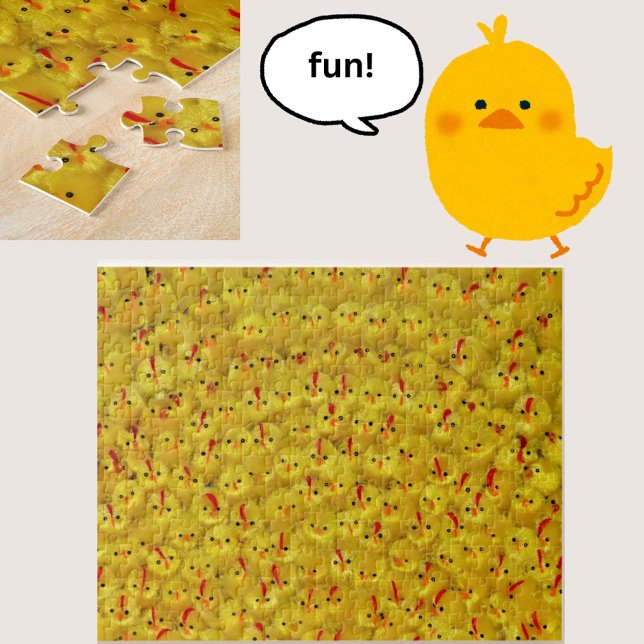 Herausforder (A fun jigsaw puzzle, featuring a difficult all-over pattern of cheery yellow baby toy chicks!)