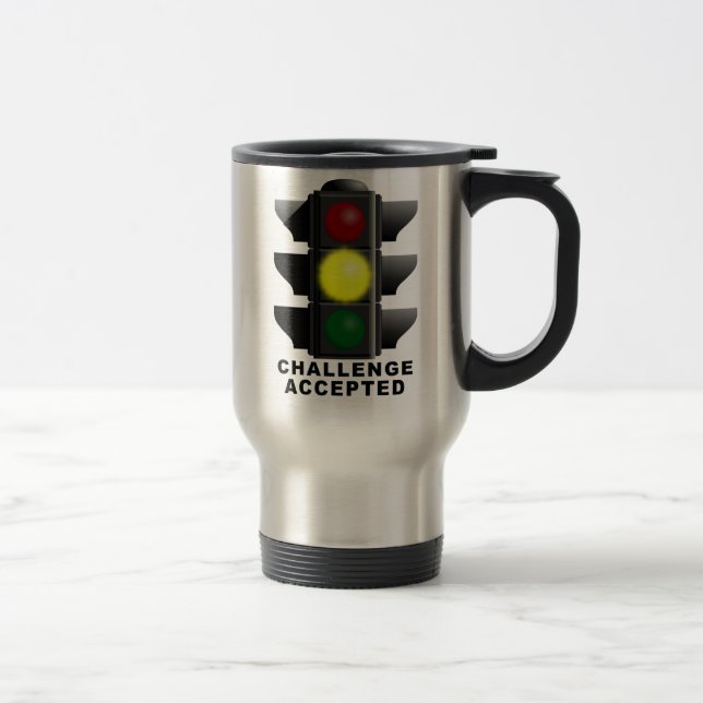 Herausforderung nahm die lustige Ampel-Reise-Tasse Reisebecher (Rechts)