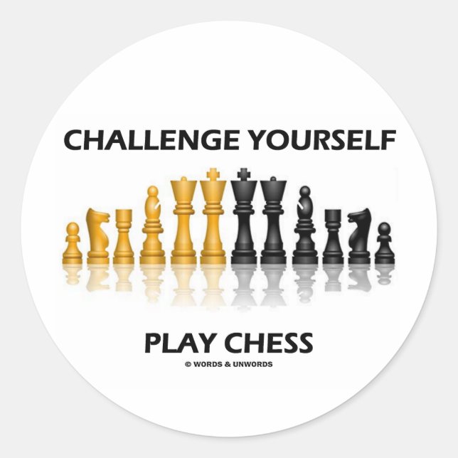Herausforderung Sie selbst spielen Schach Runder Aufkleber (Vorderseite)
