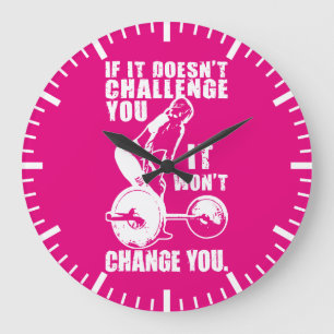 HERAUSFORDERUNG UND VERÄNDERUNG. Motivierend Fraue Große Wanduhr