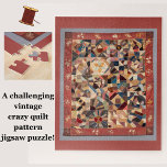 Herausforderung Vintages Patchwork Crazy Quilt<br><div class="desc">Dieses herausfordernde Quilt-Puzzle zeichnet sich durch das Design eines wunderschönen Viktorianischen Freundschafts-Flickwerks aus, das im späten 19. Jahrhundert entworfen wurde. Genießen Sie die faszinierenden, farbenfrohen Details der Vintagen Originalarbeit - wie Blume, Himbeeren, Vögel, Blätter, einen Schmetterling, Schiff, Mond und Stern, und verschließbare Ringe - nah, während Sie die Dinge zusammenbringen....</div>