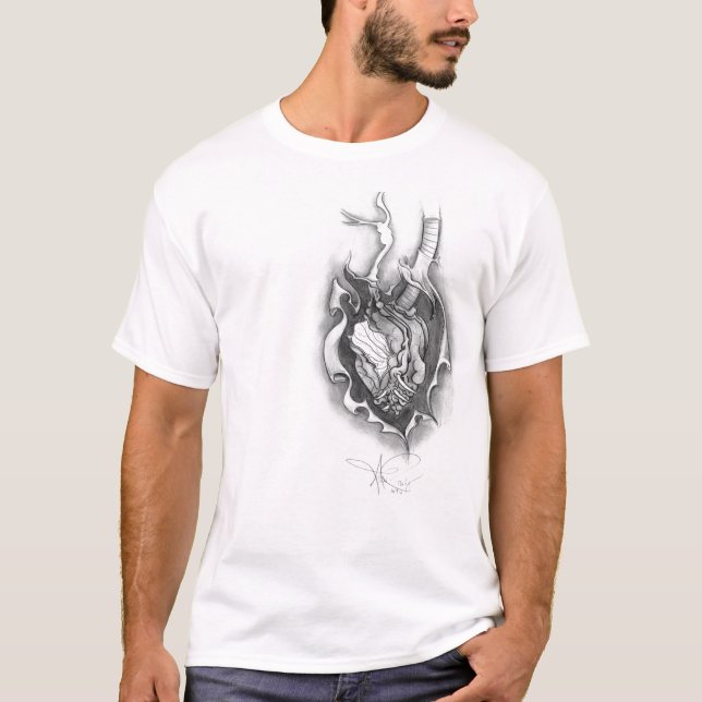 Herausgestelltes das Herz-T-Shirt der Männer T-Shirt (Vorderseite)