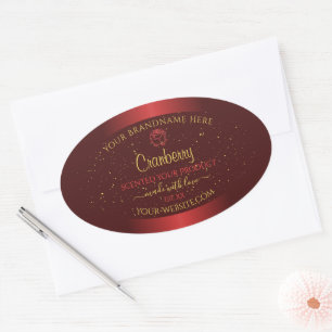 Herausragende Red Product Labels Gold Glitzer Flor Ovaler Aufkleber