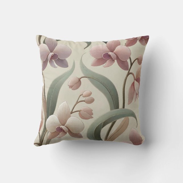 Herausragendes Orchid Print Design Kissen (Rückseite)