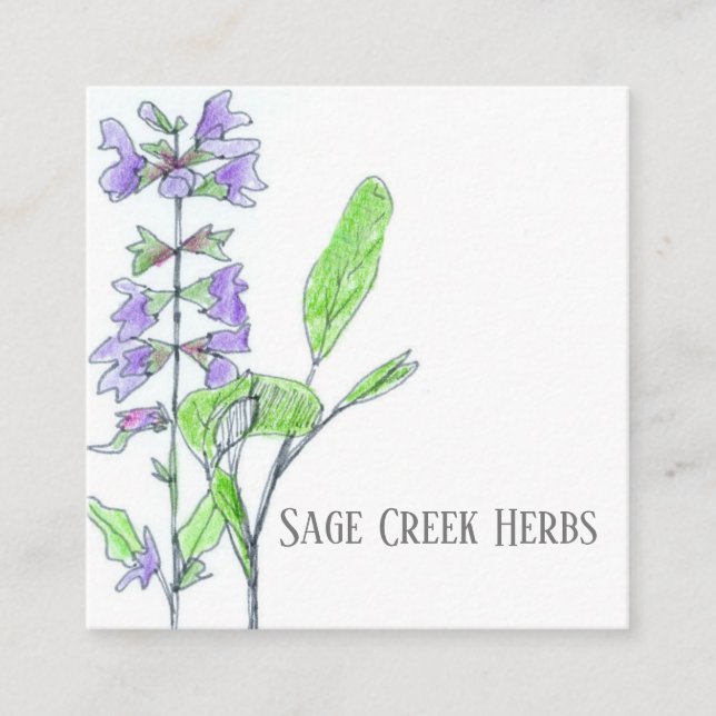 Herb Business Sage Farm Quadratische Visitenkarte (Vorderseite)