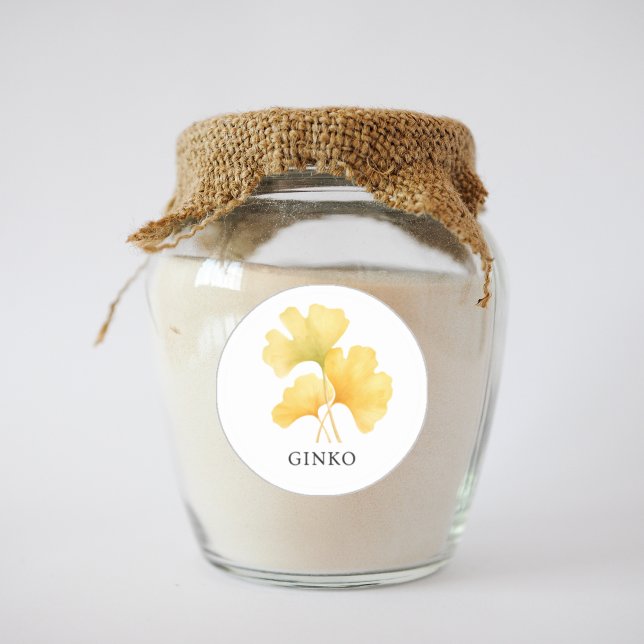 Herb Ginko Watercolor Runder Aufkleber (Herb Ginko Watercolor Classic Round Sticker)