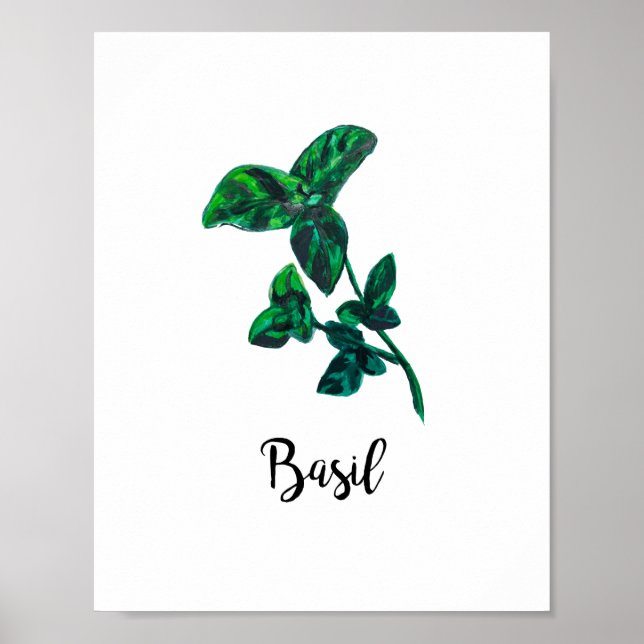 Herb Wasserfarbe Malerei Word Art Poster (Vorne)